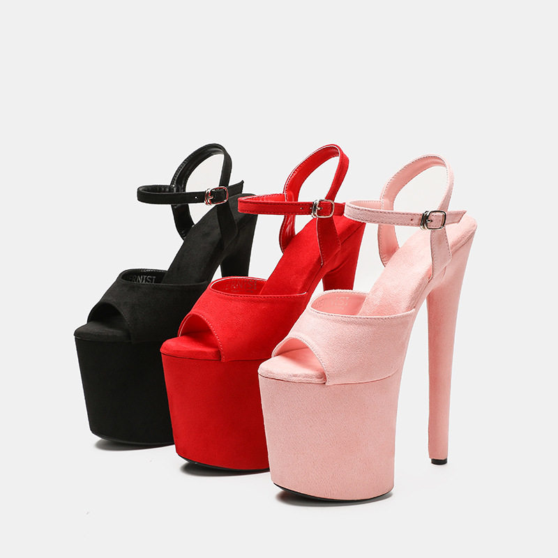 Sandal cao gót nữ quai ngang mũi nhọn gót siêu cao — Màu hồng, Màu mơ, Màu tím, Màu đen
