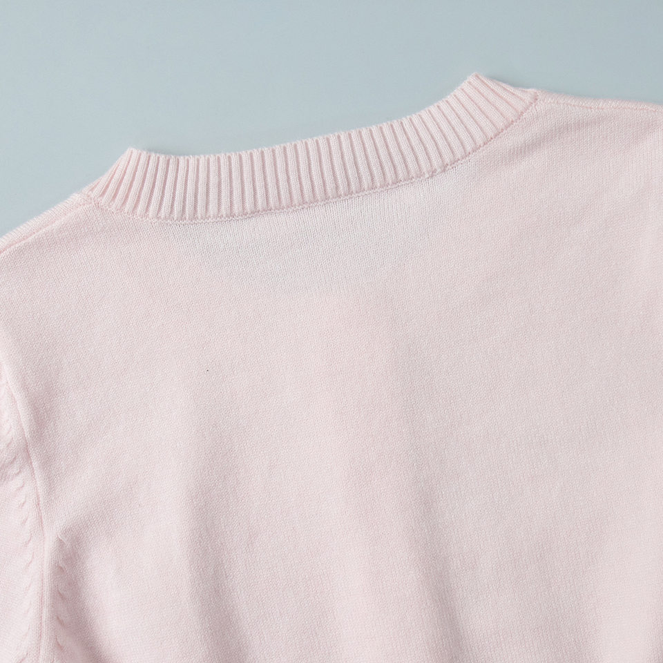 Áo cardigan len dệt kim dài tay dáng ôm cổ tròn có nút — Màu nâu, màu hồng, màu nâu nhạt, màu tím đậm chi tiết 19