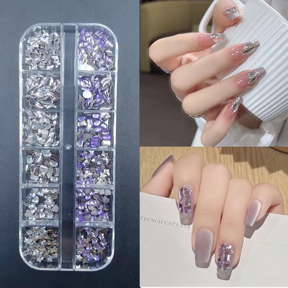 Accesorios para uñas Mini diamantes para uñas Diamantes planos de forma especial Blanco rosa champán Accesorios para uñas súper brillantes