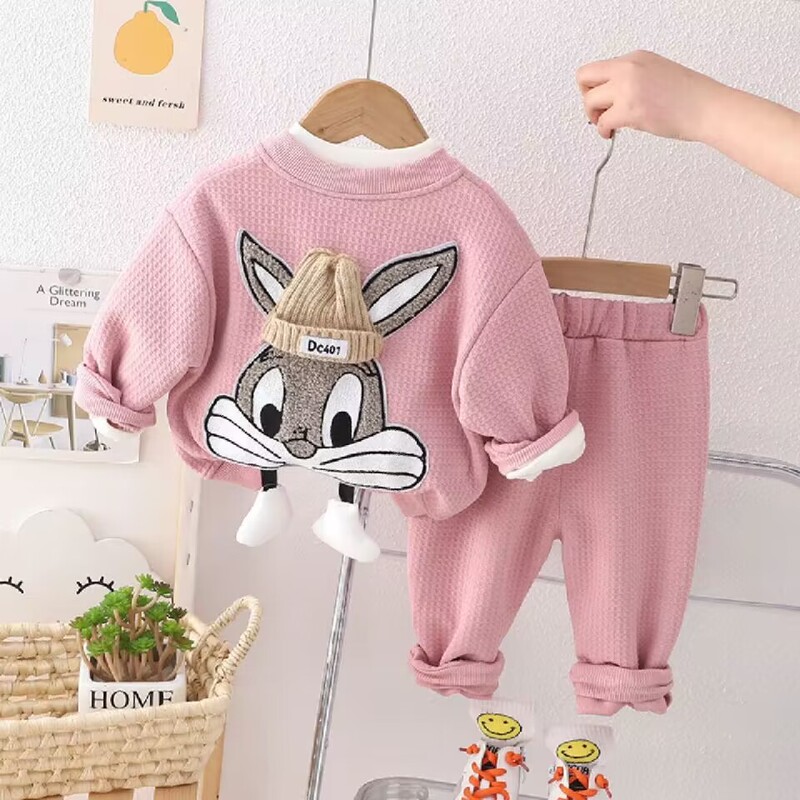 Girl's Suit Cartoon Cute Style Boys' Leisure Sports Suit Children's Clothes 23 Years Spring and Autumn New Girl's Suit Cartoon Cute Style Boys' Leisure Sports Suit Children's Clothes 23 Years Spring and Autumn New
