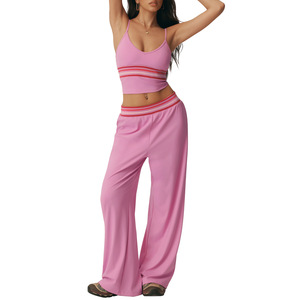 AYM043700 With Padding Yoga Tank and Wide-Leg Pants Set Quick Dry Aoyema wholesale
