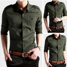 外贸男定制高级感炸街衬衫长袖军装百搭休闲潮牌棉质纯色外套批发
