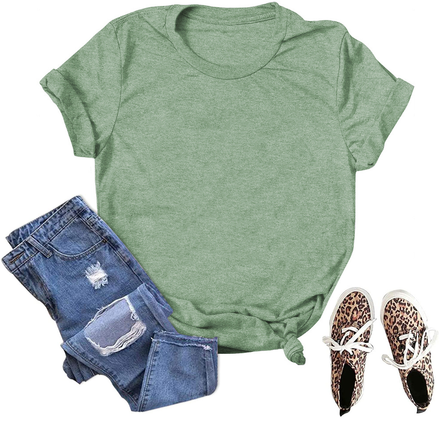 En stock Comercio exterior al por mayor transfronterizo de color sólido en blanco suelta más tamaño manga corta Camiseta hombres y mujeres mismo deseo de Amazon image 25
