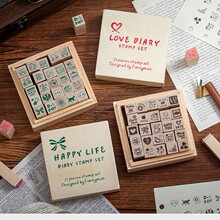 创意文具25枚盒装可爱迷你印章 DIY手账日记韩国橡皮章套装 2款选