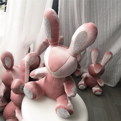 水鑽兔子娃娃鑲鑽輕奢玩偶公仔小香風帶鑽兔兔擺件車內飾女孩生日