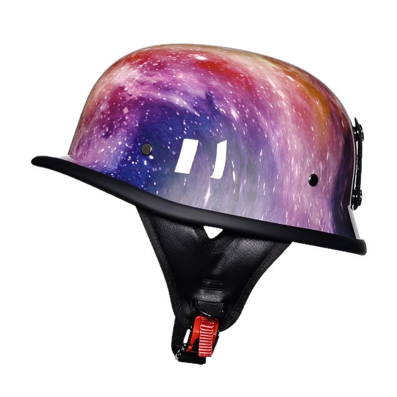 3C Alemania Segunda Guerra Mundial Casco de acero retro Casco de cuero Verano Retro Harley Medio casco Casco de motocicleta semi-cubierto Hombre