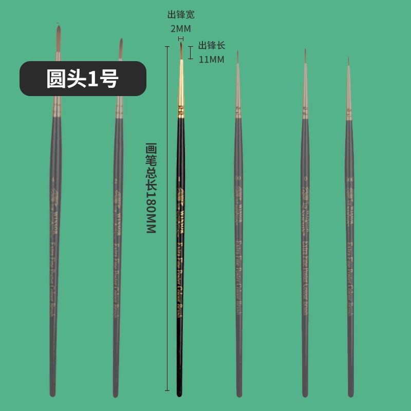 Windsor Newton Black Swan Watercolor Brush Nylon Round Head / Flat Head Black Short Strip Acrylic Brush Watercolor Brush