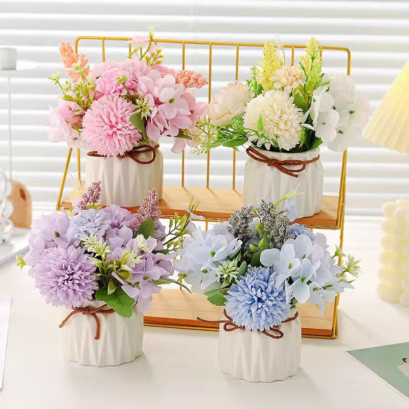 客厅办公室桌面绣球花假花摆件高级感逼真仿真花花卉盆栽装饰摆设