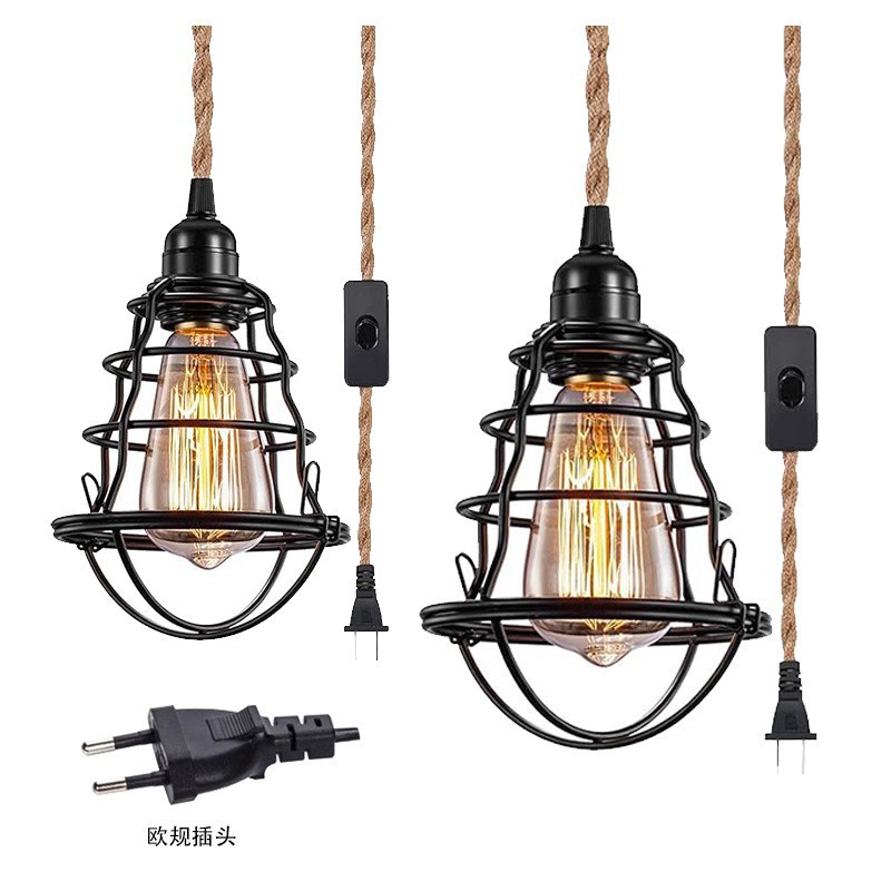 Transfronterizo exclusivo para ropa de dormitorio retro tienda de la jaula de hierro personalizada restaurante americano café tienda de té de leche lámparas