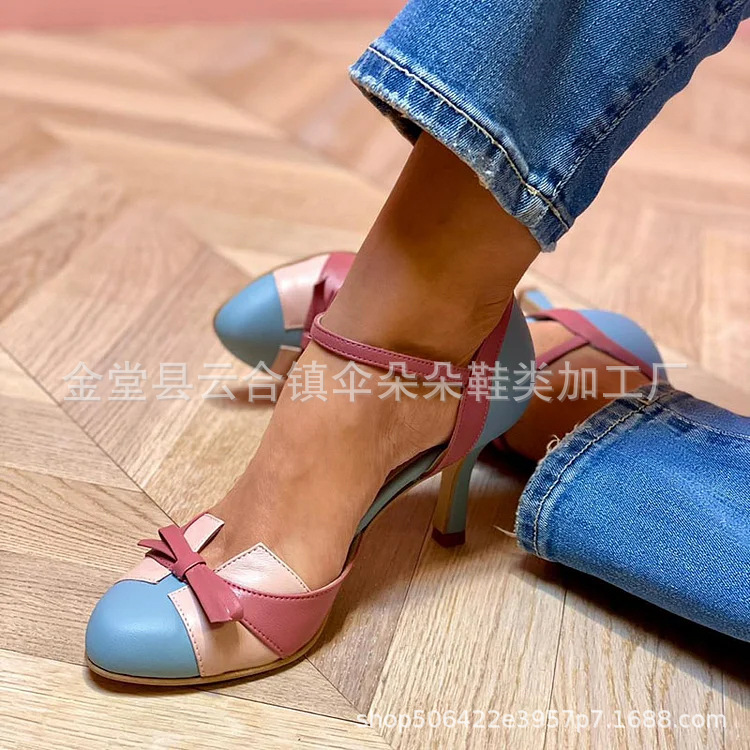 2025 New Women's High Heels Color Matching Large Size Women's Shoes