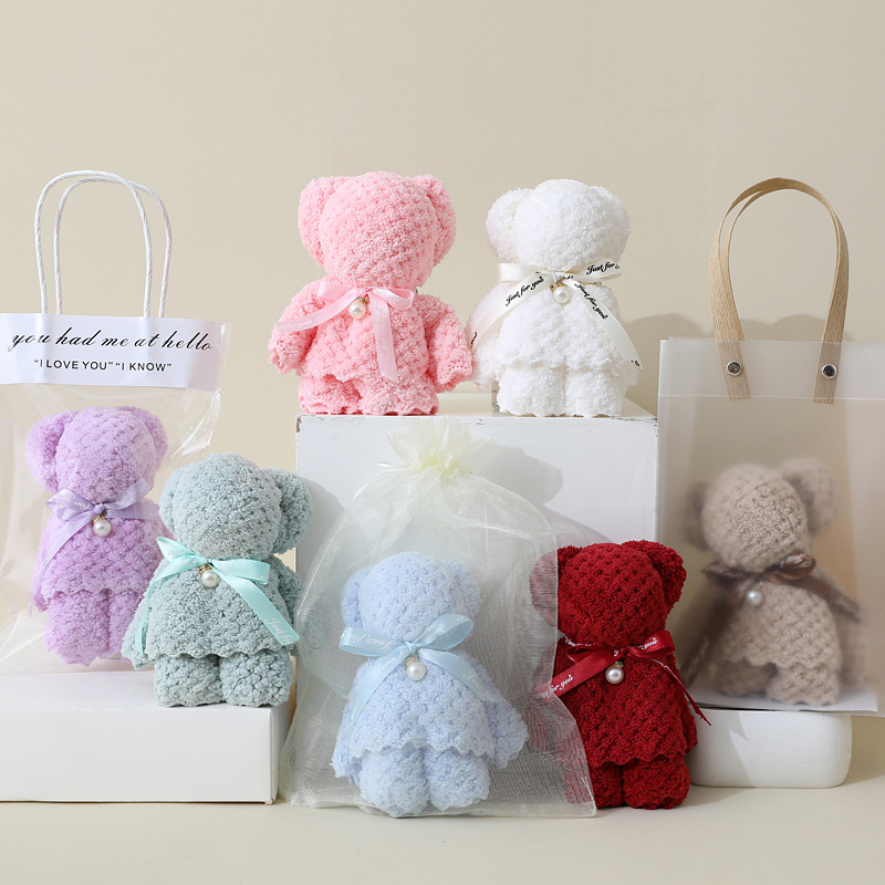 Coral Fleece Bear Pearl Hand Gift Towel Wedding Birthday Gift Festival Opening Creative Hand Gift Towel Coral Fleece Bear Pearl Hand Gift Towel Wedding Birthday Gift Festival Opening Creative Hand Gift Towel