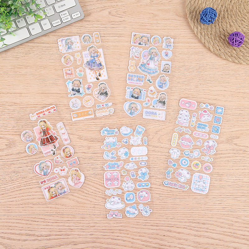 卡通可爱ins风少女手账贴画文具行李箱笔记本贴纸批发可印刷logo