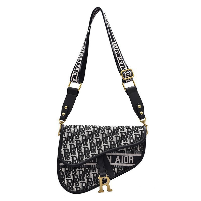 サドルバッグクロスボーダーヨーロッパとアメリカの刺繍卸売Bags2025新しいショルダーバッグワイドショルダーストラップニッチデザインクロスボディバッグ|undefined