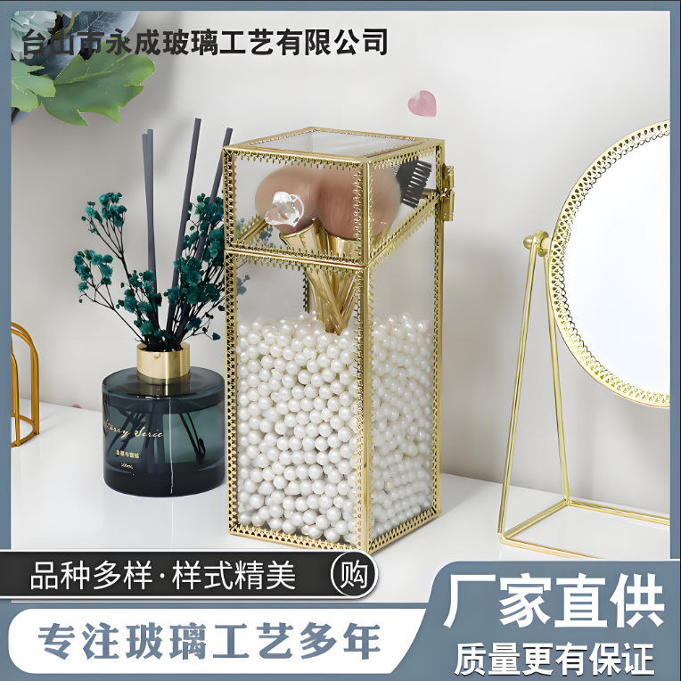 Glass Makeup Brush Storage Bucket Makeup Brush Storage Box with Lid Brush Tube Makeup Brush Desktop Storage Box Glass Makeup Brush Storage Bucket Makeup Brush Storage Box with Lid Brush Tube Makeup Brush Desktop Storage Box
