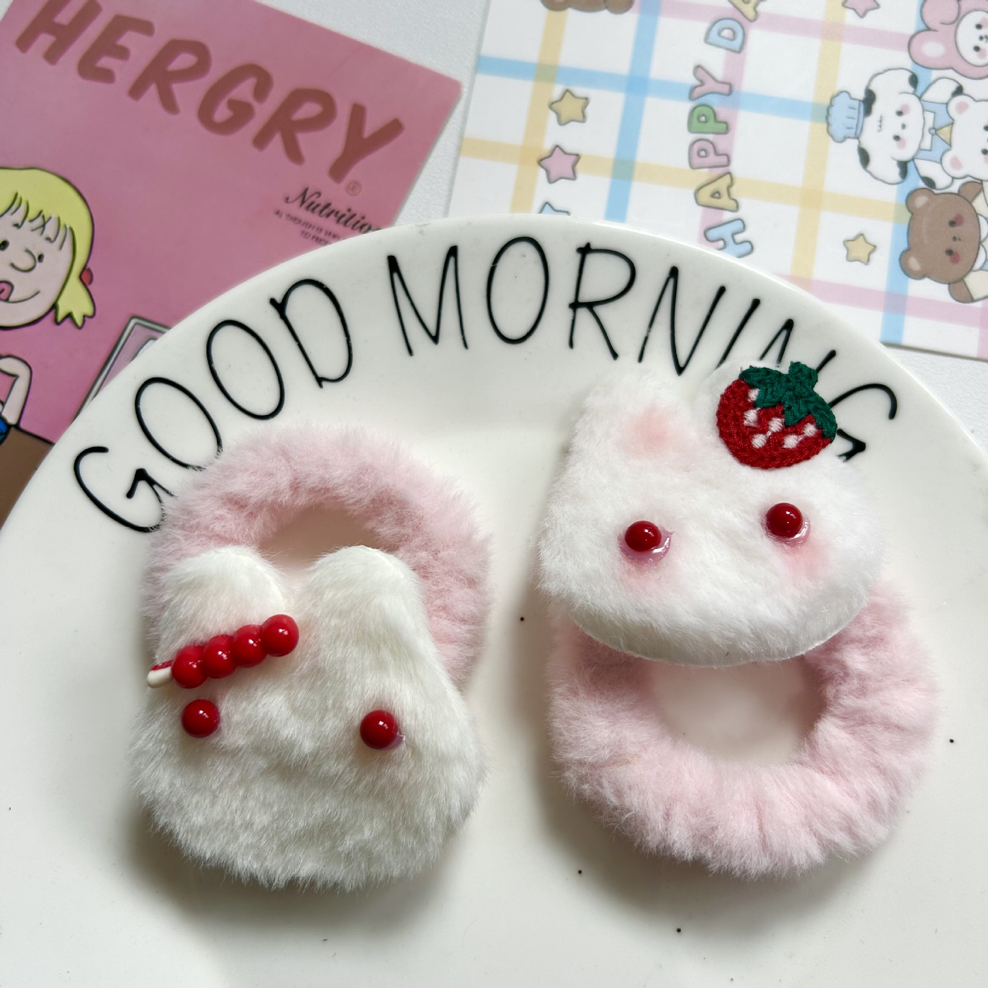 Otoño y invierno nuevo peludo conejo clip de cabello cuerda de cabello adorable clip de dibujos animados para niños regalo de clase adornamiento para el cabello