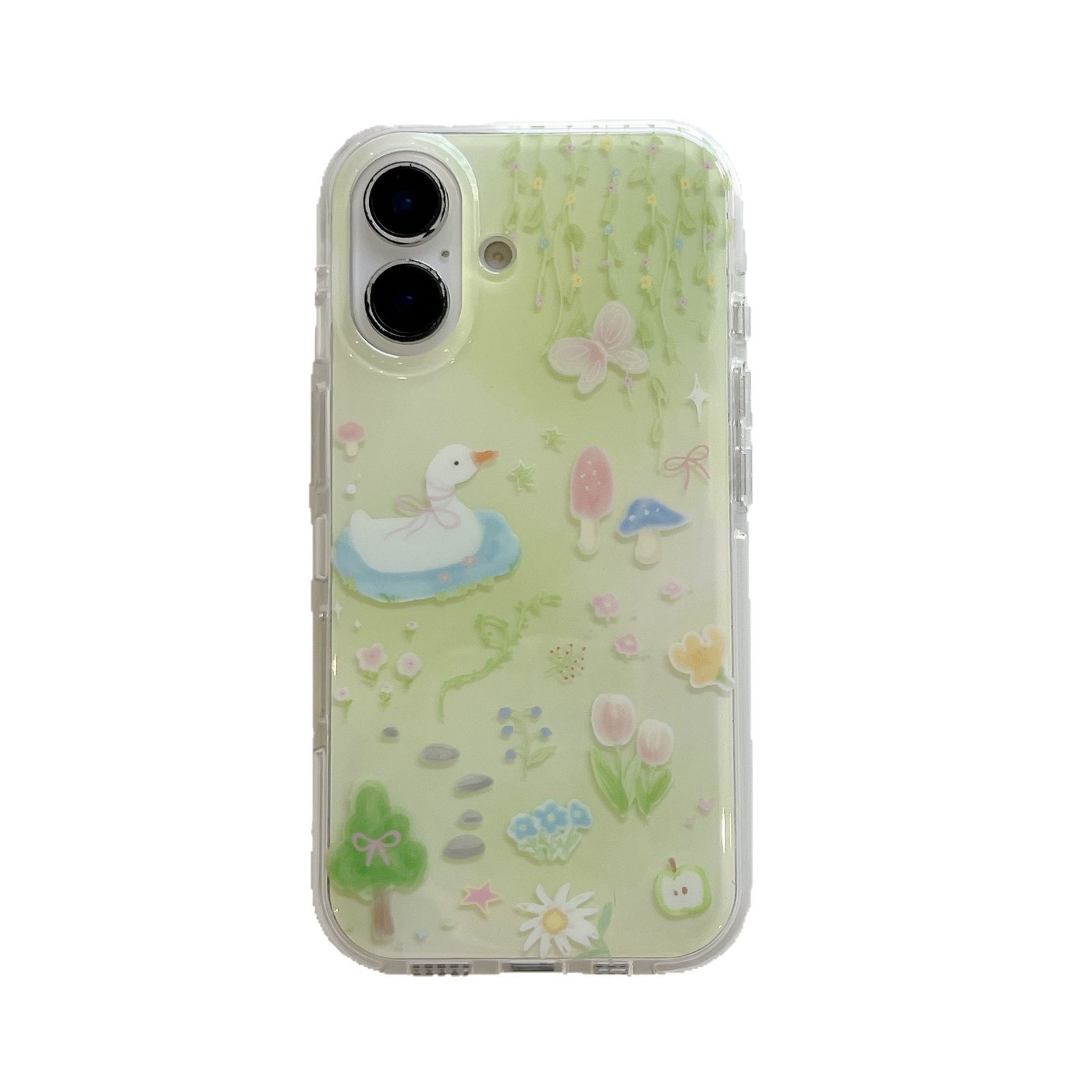 Primavera pintura al óleo flor pato para Apple 16pm funda para teléfono móvil iphone14 fresco 15ProMax nuevo 13