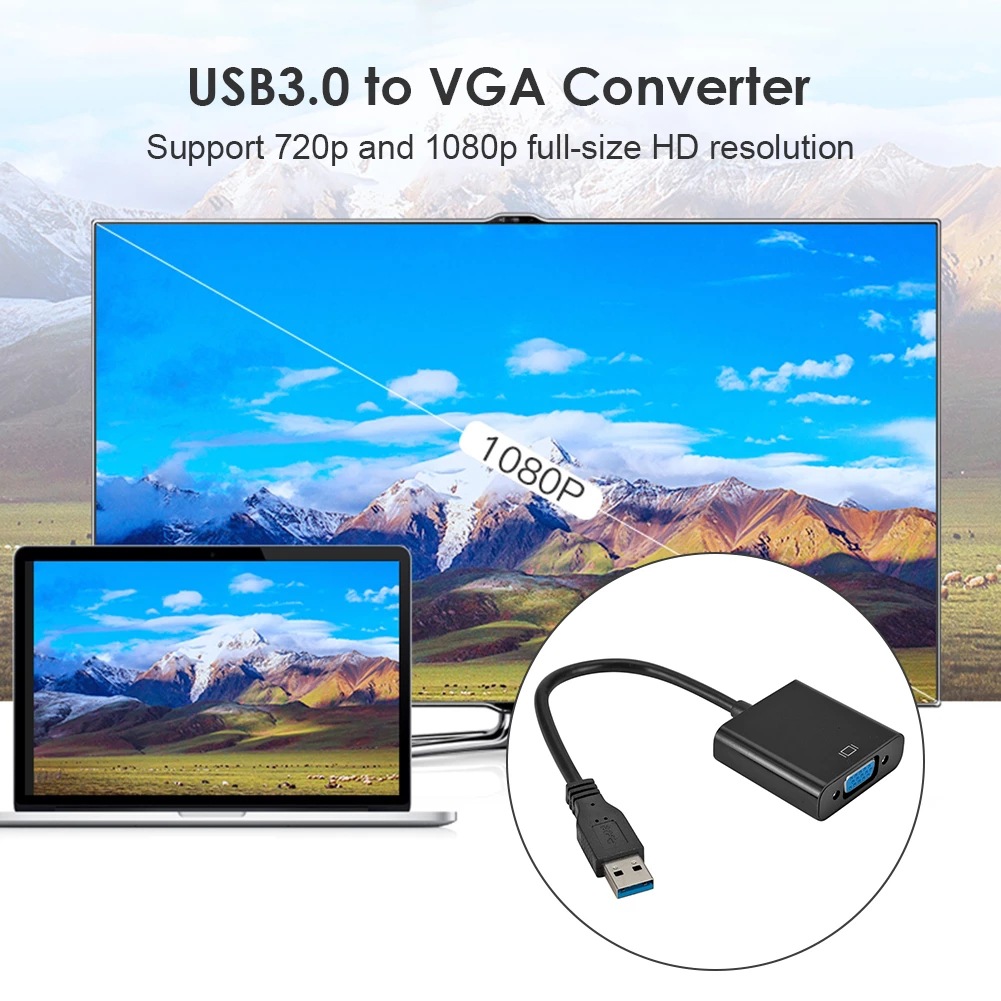 Transfronterizo USB3.0 al cable del adaptador de VGA unidad-libre 1080p usb3.0 a la computadora del VGA al cable del proyector