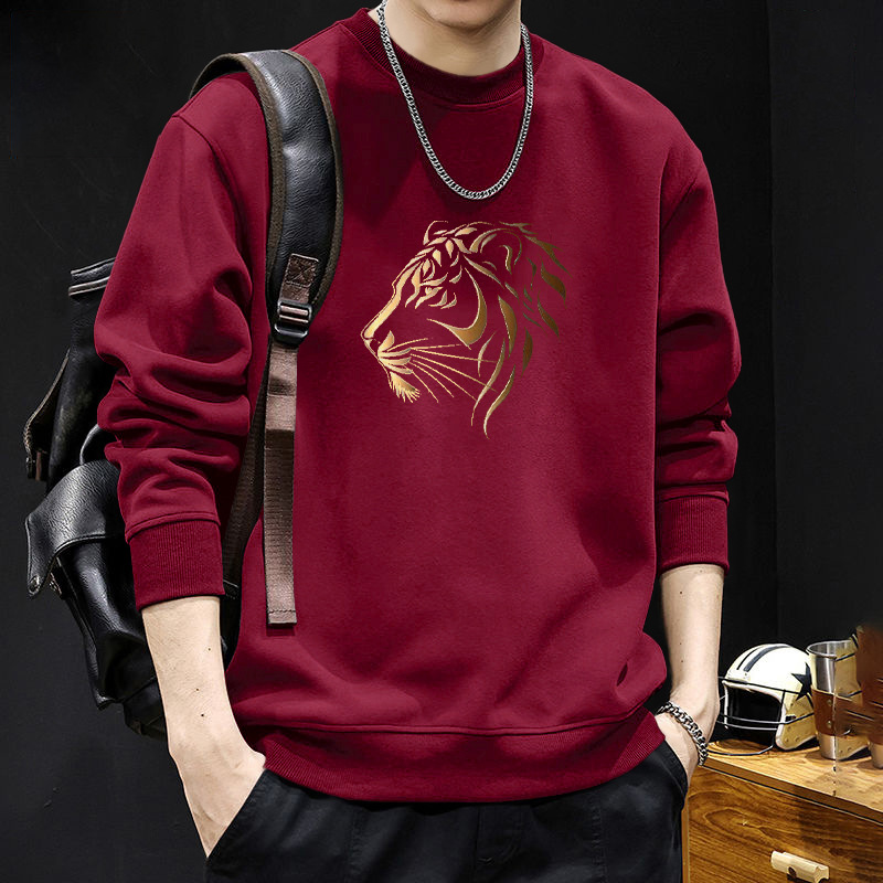 Otoño e invierno suéter hombre suelto in invierno tendencia de invierno engrosado pareja nueva impresión de camisa de cuello redondo