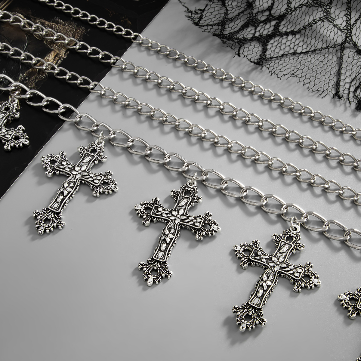 54g Weight Iron Pendant Material Layered Necklaces Classification Iron Chain Material 1 Piece Quantity Weekend Occasion Iron, Zinc alloy Material Cross Pattern Women's Gender Simple Style, Classic Style Style Dark Punk Cross Pendant Necklace Set For Women Exaggerated Stacking Cool Sweet Clavicle Chain Jewelry Geometric Pattern Alloy Zinc 50