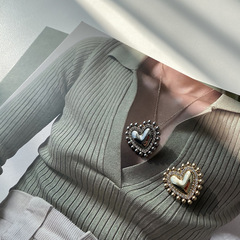 藝森ESSTUDIO 愛心扣子金屬紐扣連衣裙針織開衫外套裝飾扣大衣女