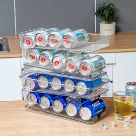 双层PET饮料收纳盒冰箱食品塑料收纳盒罐装饮料透明收纳盒批发