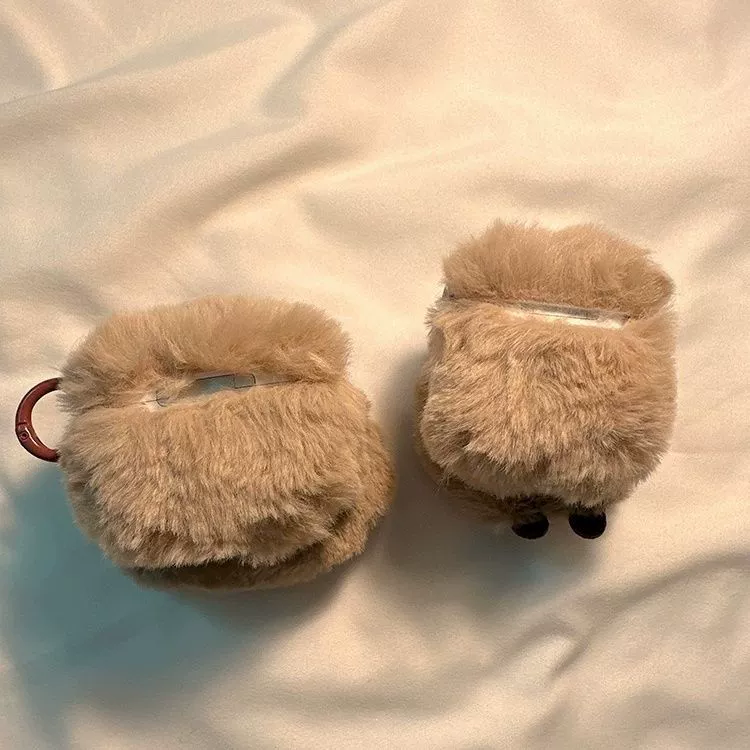 Плюшевый чехол для AirPods в форме дельфина, симпатичная пушистая защитная крышка для AirPods 1/2/3/4 & Pro/Pro2/Pro3 (передняя/боковая)