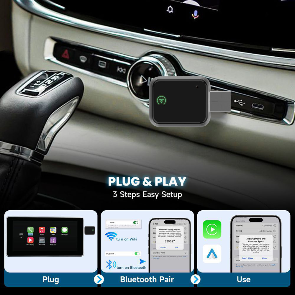 Amazon's Popular Wireless Carplay Adapter Android Auto Two-In-One USB Car Audio Converter