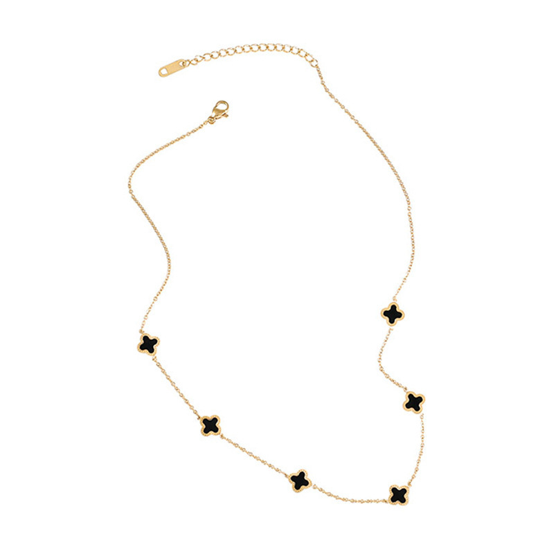 Klaverblad ketting met bloemhanger voor dames_voghion.com