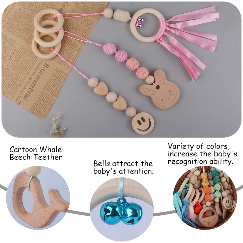 Nuevo bebé suministros de dibujos animados animal haya mordedor calmante bebé juguete pequeña campana fitness rack traje