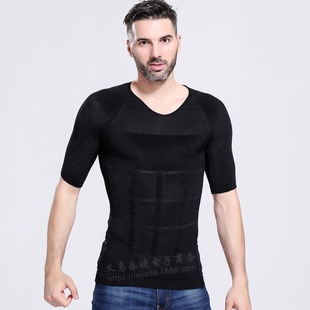 Cross-Border TV men's shapewear corset pressure abdomen reduction beer belly high stretch sports short sleeve t-shirt