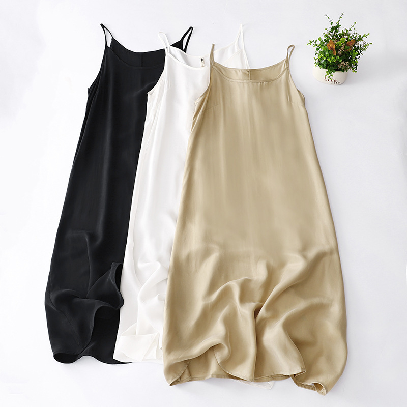 Japanese and Korean Style Spot Strap Cotton and Linen Dress Women's Summer 2024 New Inner Base Mid-length Skirt