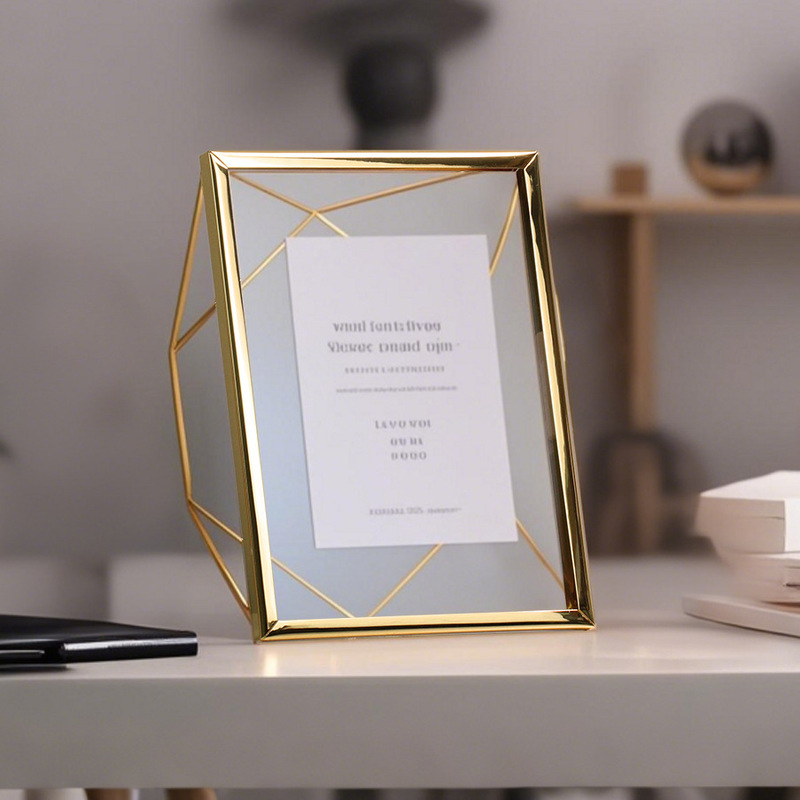 Scandinavian Geometric Stereo Square Cuboid 15*20 18*23 Iron Metal Creative Photo Frame Decorative Ornaments
