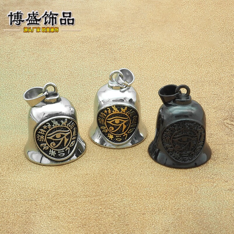 Hot-selling new 316L stainless steel motorcycle pendant Eye of Horus retro-style totem bell in stock for wholesale Hot-selling new 316L stainless steel motorcycle pendant Eye of Horus retro-style totem bell in stock for wholesale