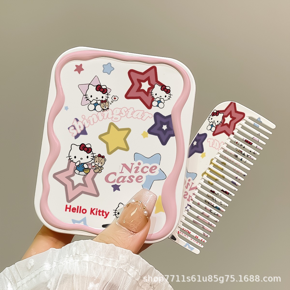 화장거울 + 같은 스타일의 빗 [스타헬로키티]