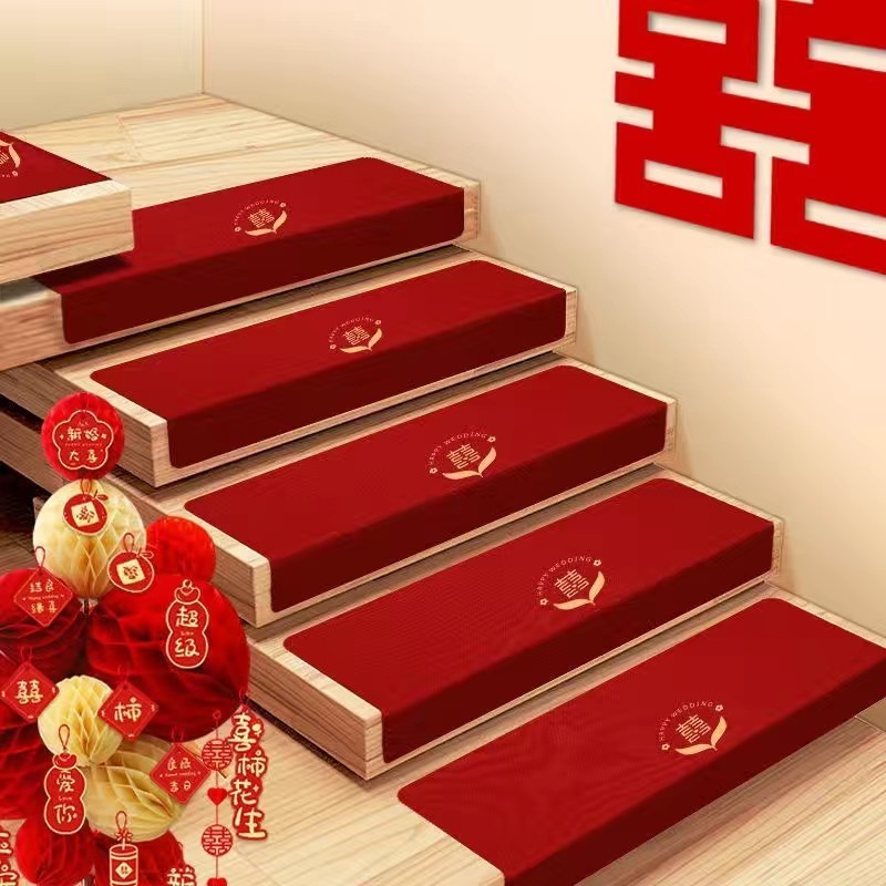 结婚酒店迎宾地垫 方形红色可水洗婚庆红色喜字硅藻泥楼梯地毯|undefined