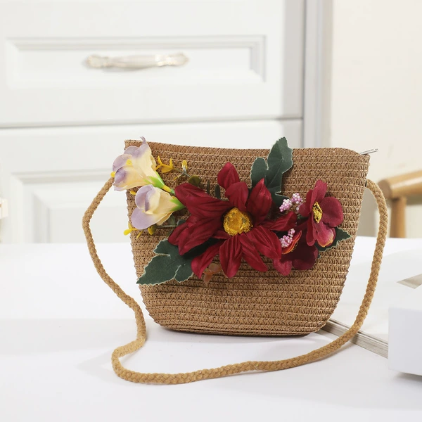 Burgundy simulated bouquet large coffee bag
