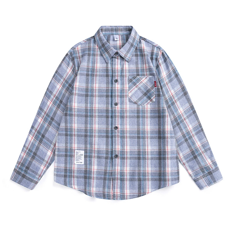 Новая мужская рубашка в японском стиле ретро, клетчатая, с лацканами, длинный рукав, повседневная, модная, весна-осень 2025 года