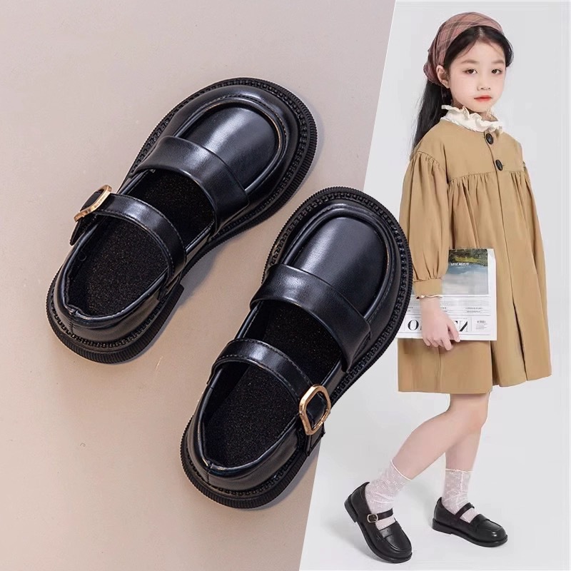 Girls' Small Leather Shoes 2025 Spring New Kidsren's Black Performance Shoes Little Girl Jk Shoes Mary Jane Princess Shoes