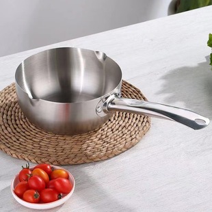 Japanese-style extra-thick stainless steel snow pan commercial ramen pan gas induction cooker universal solid wood steel handle uncoated pan