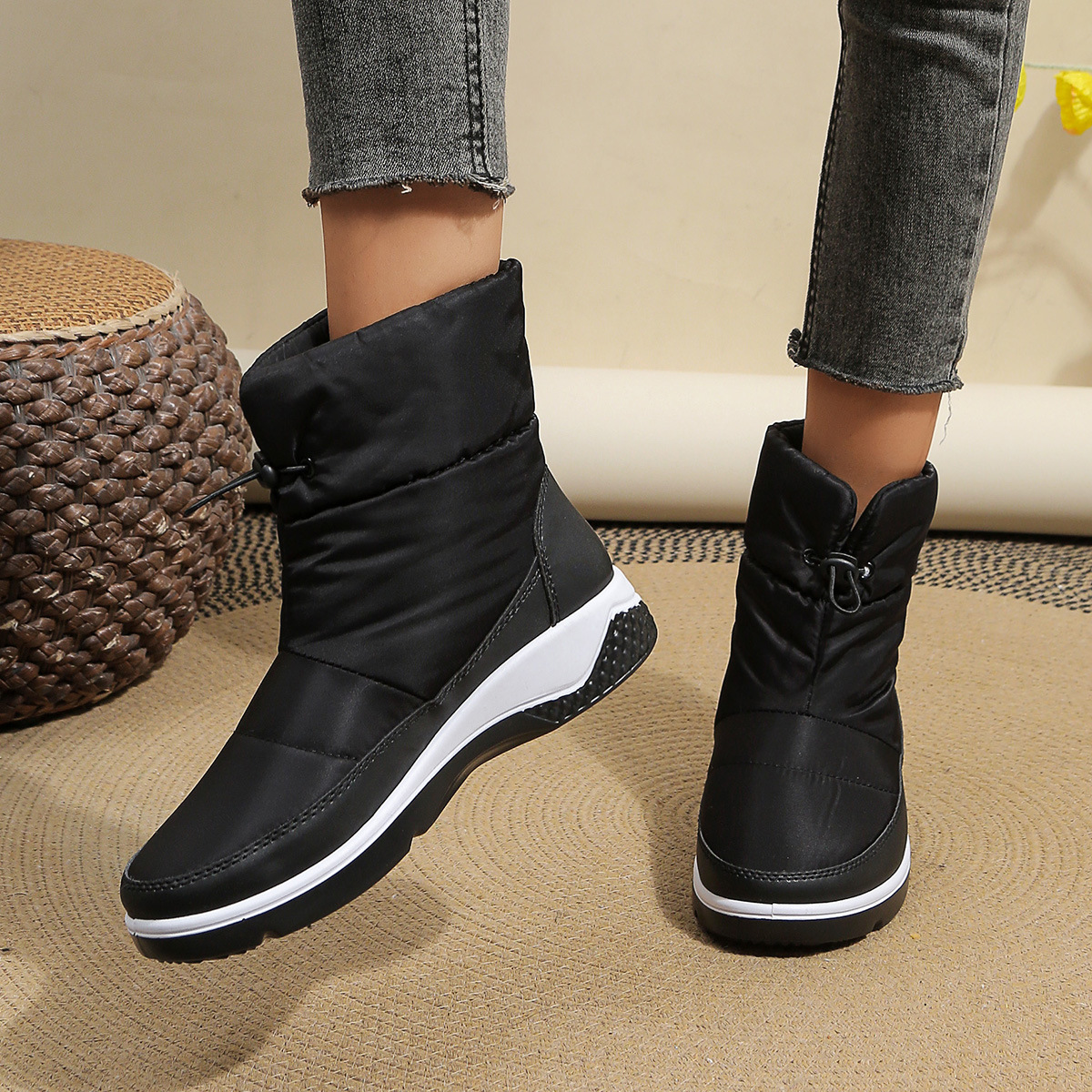 Large size snow boots women's winter cotton boots with cashmere warm short boots_voghion.com