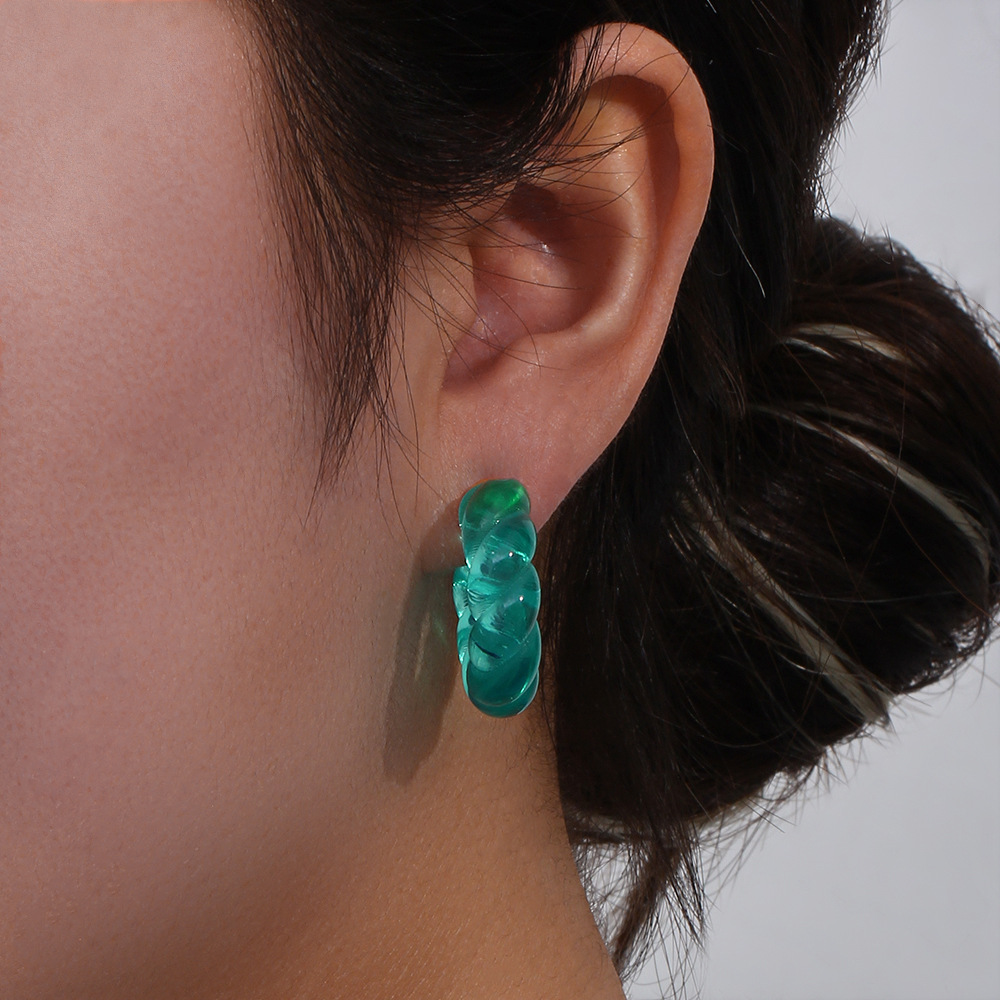 Fashion Summer Simplicity Jewelry Resin Acrylic Twist Stainless Steel Earrings