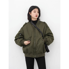 棉服女冬季2025年新款宽松秋冬美式飞行员夹克棉袄外套加厚棒球服