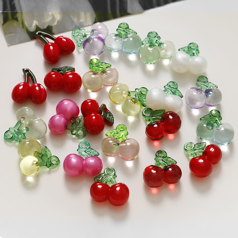 2g Weight Pendant Jewelry Making Type 20*20mm Jewelry Making Size DIY Jewelry Accessories Classification 1 Piece Quantity Acrylic Material Cherry Pattern Cute Style 1 Piece 20*20mm Arylic Cherry Pendant 无