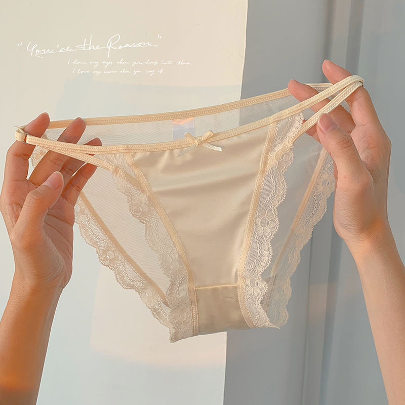 Lace underwear for girls summer thin sexy thin strap women's Japanese new girl's high slit triangle thong
