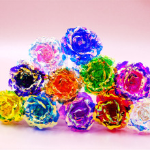 永生花金箔玫瑰花炫光花束七夕情人节生日礼物圣诞节礼品摆件批发