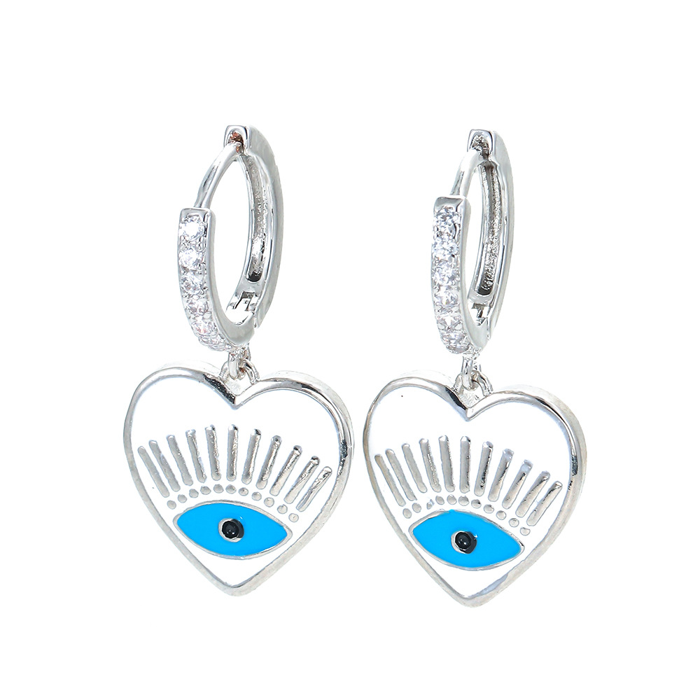 10g Weight Zircon Inlay Material Retro Heart Devil's Eye Copper Earrings Wholesale Nihaojewelry