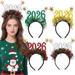 新しい 2026 クリスマスヘッドバンドクリエイティブ大晦日デジタルヘッドバンド新年パーティーの装飾スターカラーストリップヘッドバックル