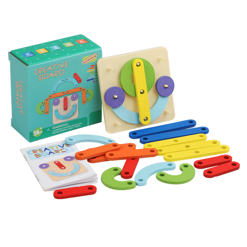 Puzzle gráfico geométrico de Monty para niños creativo de tablero de clavos cambiante educación temprana juguetes de madera image 6