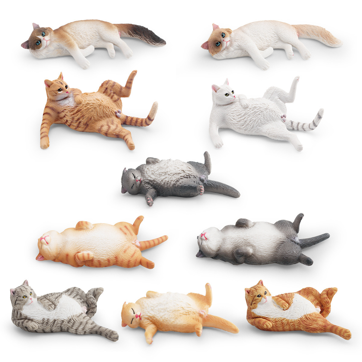 Mascotas transfronterizas modelo de gato juguete de simulación de gato borracho gato dormido gato acostado de lado gato blanco decoración de gato naranja adornos estáticos