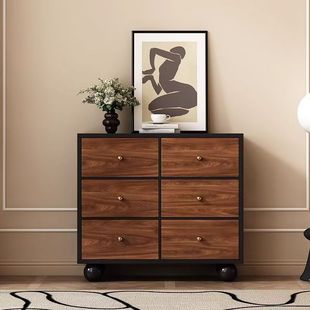 Solid Wood Mid-Century Style Chest of Drawers, Five-Drawer Chest of Drawers, Bedroom Storage Cabinet, Solid Wood Bedside Cabinet, Storage Cabinet, Simple Cabinet